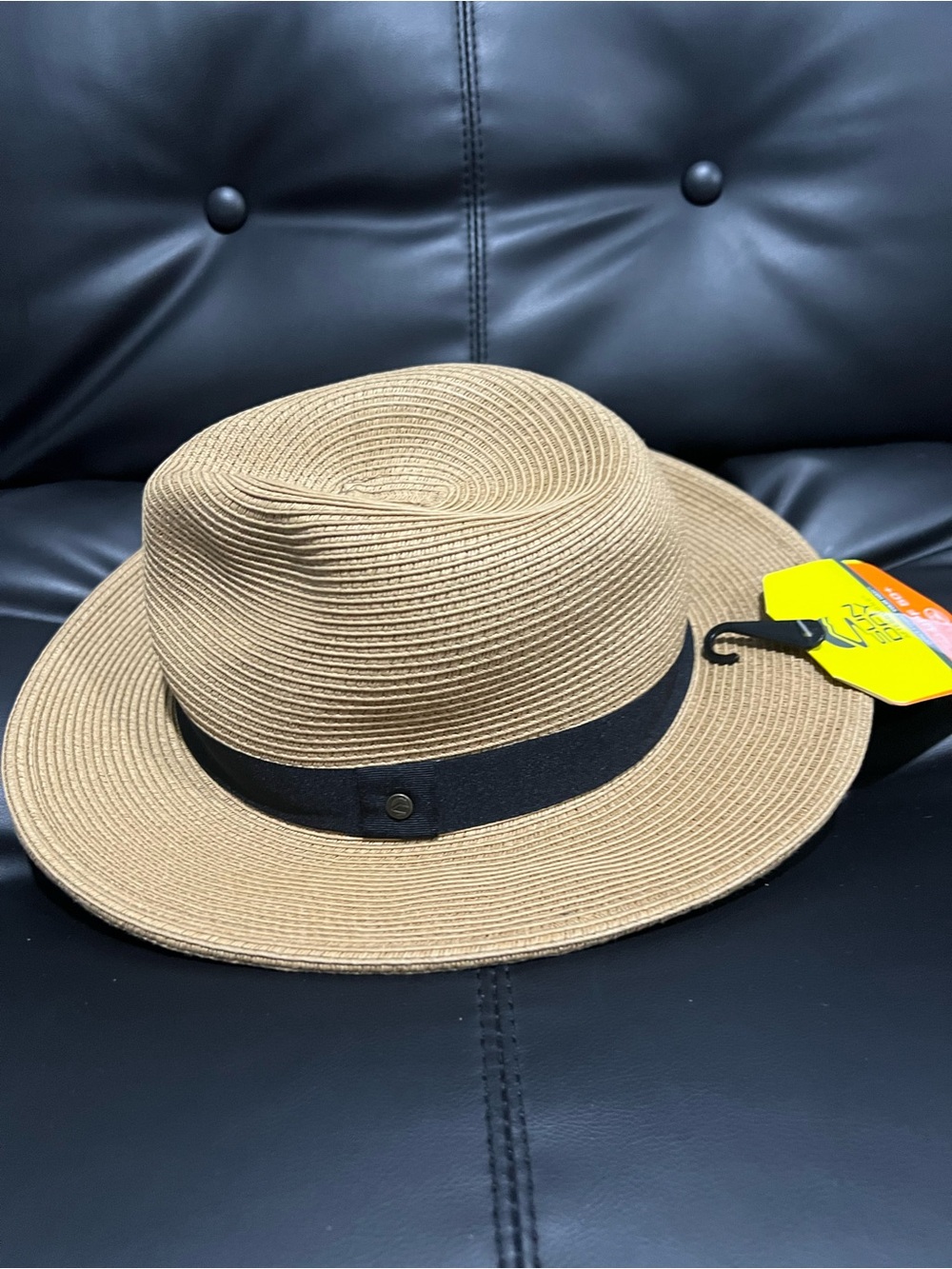 Women's Tan Straw Hat with Black Band